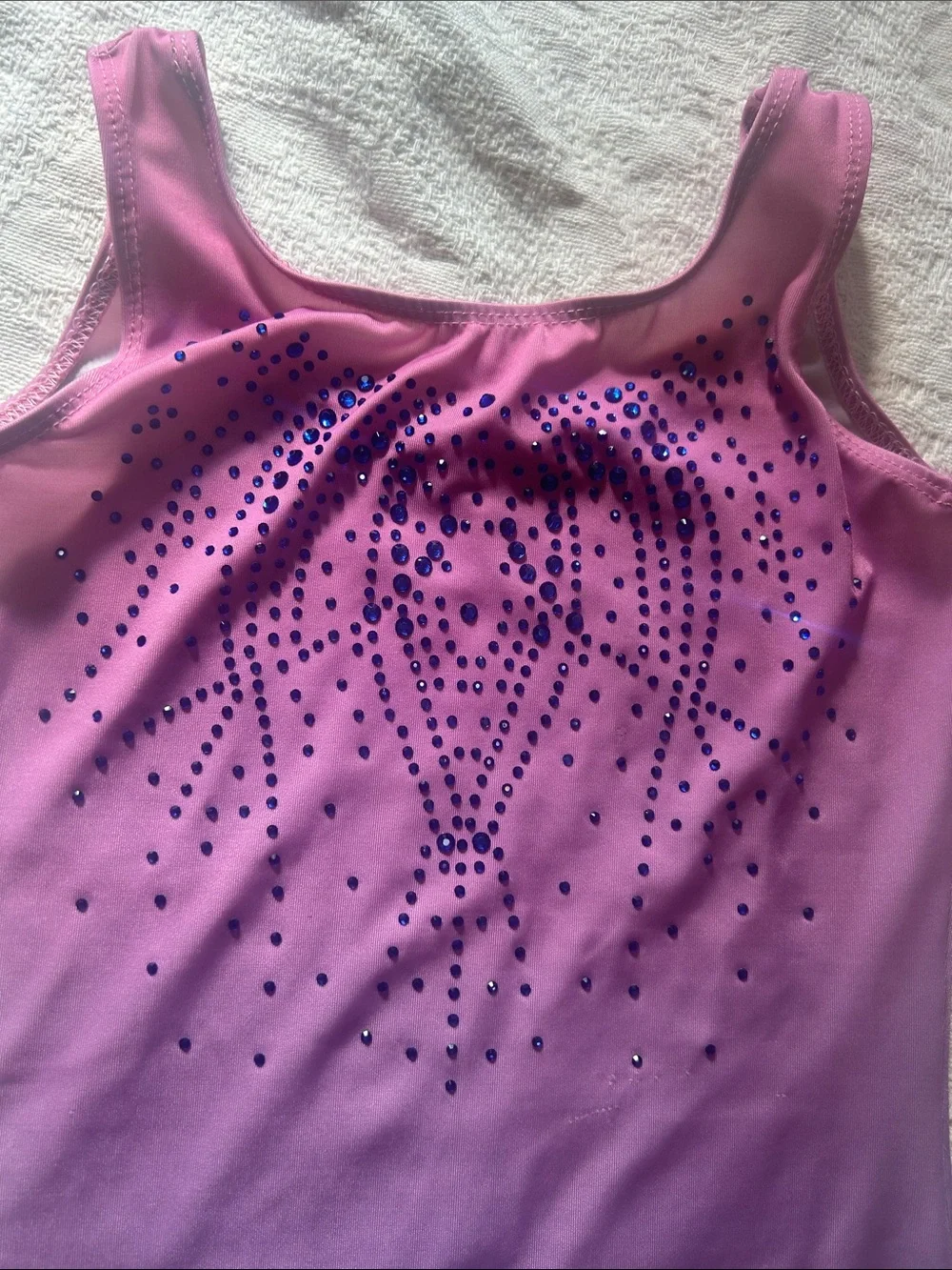 Rhinestone Biketard Purple and Pink Ombre Leotard Gymnastics age 7-8 years - Picture 5 of 12